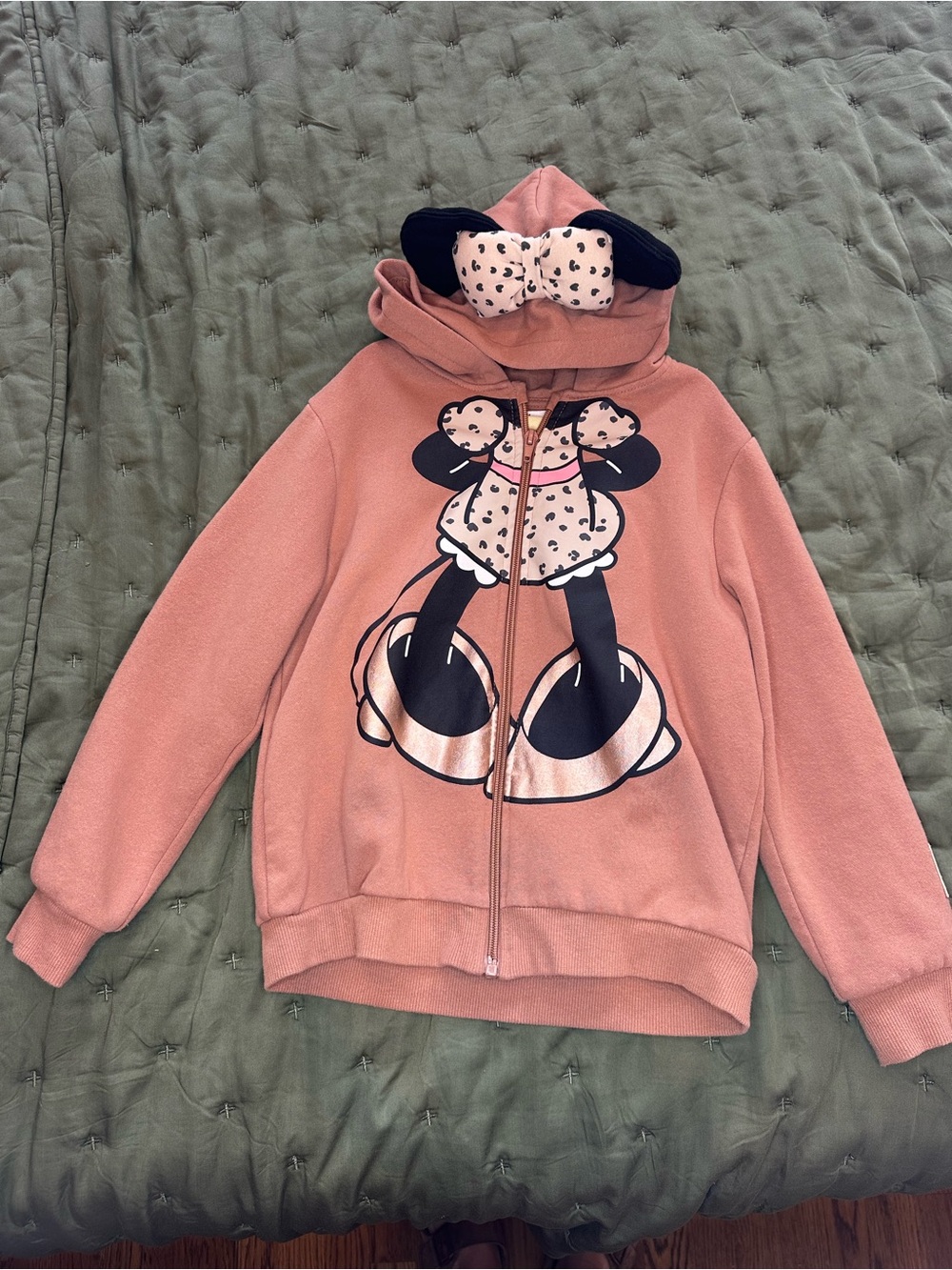 H&M Pink Girls' Hooded Zip Jacket with Character Bow Detail